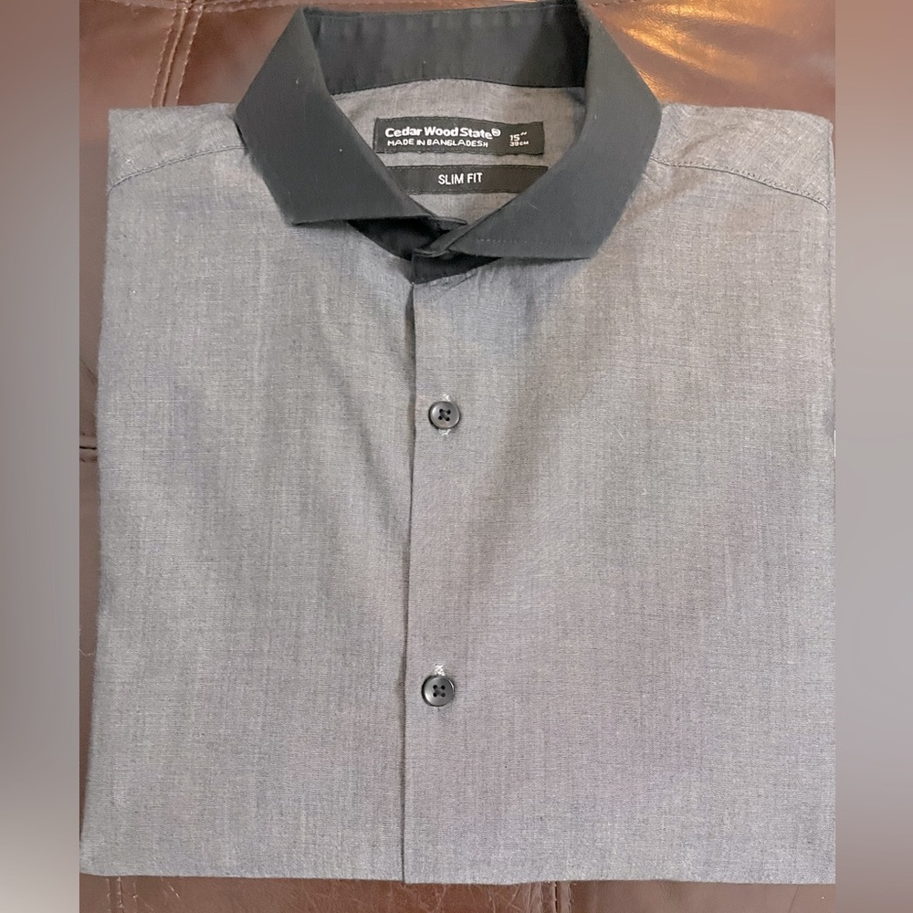 Men’s Slimy Fit Dress Shirt Grey Size 15